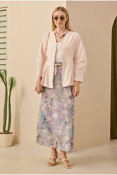 HEQA Cotton Linen Jacket Soft Pink