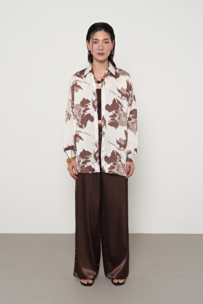 Orfeo Negro Women's Mixed Patterned Oversize Digital Shirt