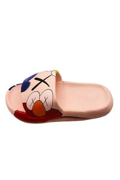 CRACOS Comfortable beach or pool slippers, grafitti pattern, pink, size 36-37, 23 centimeters