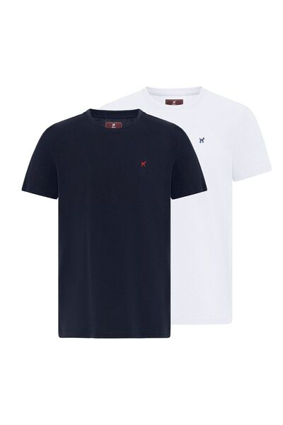 Williot Ανδρικό μπλουζάκι Ignacio με κανονική εφαρμογή με λεπτομέρεια κεντήματος 2 τεμαχίων