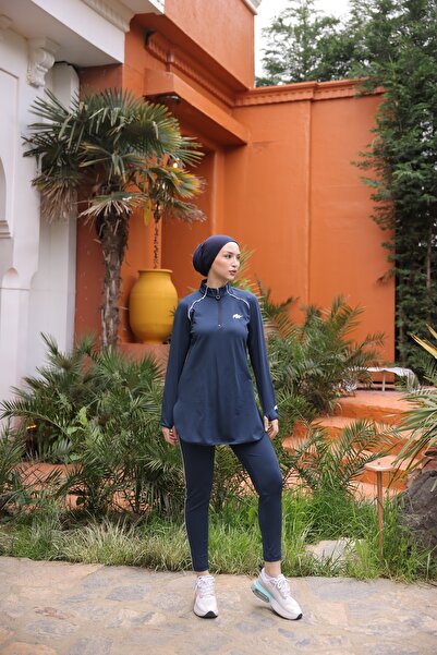 Ryzi Moda Γυναικεία Αθλητική Φόρμα Hijab Σετ με φερμουάρ Διπλό Σετ