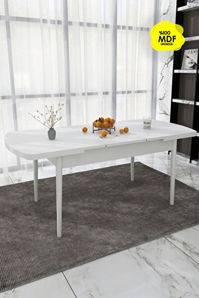 Renlife BEYAZ MDF MUTFAK MASASI AÇILIR METAL AYAKLI