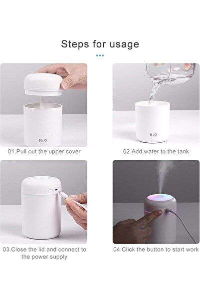 Remiuse Mini USB Hava Nemlendirici | Sessiz Ultrasonik Buhar Makinesi | Aroma Difüzörü | 300 ml Su Hazneli