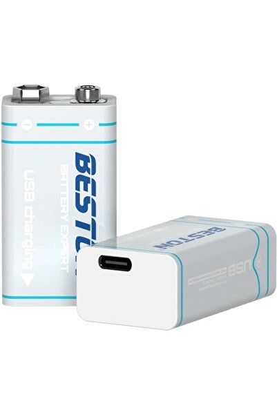 Beston بطارية قابلة لإعادة الشحن 9 فولت 1000 مللي أمبير/ساعة من النوع C - عبو...