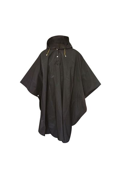 MDM BLACK Rainproof Poncho with Hood, Universal Size, Black