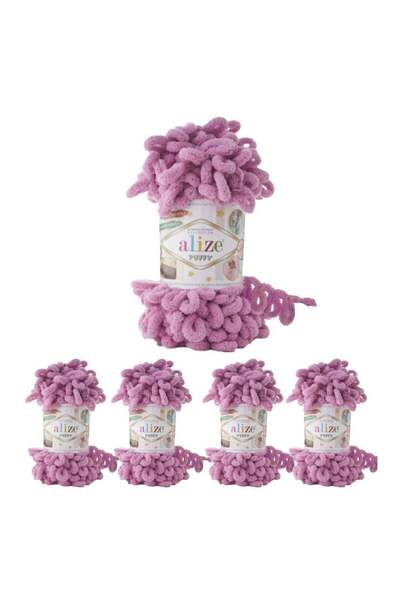 Alize Puffy 5 قطع من خيوط اليزا بوفي التركية الاصلية وزن 100 غرام رقم اللون 98
