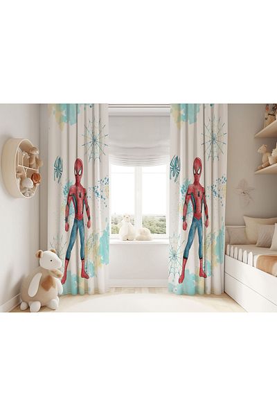 Şen Dekorasyon Spider-Man Children's Background Curtain