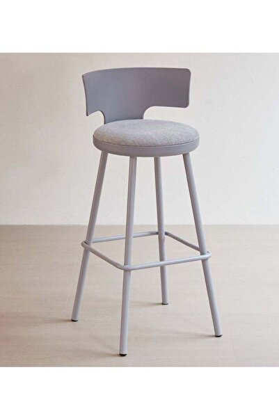 l'elefante كرسي بار دائري حديث من L’elefante - ارتفاع 80 سم - مقعد مبطن بالألياف مع قاعدة معدنية -