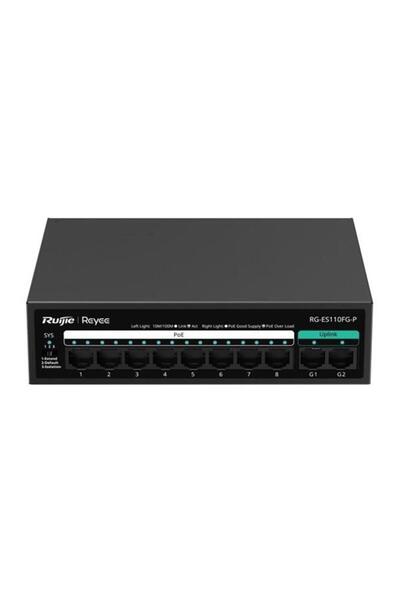 RUIJIE 8Port Rg-Es110Fg-P 10//100 2-Uplink 110W Unmanaged Poe Switch