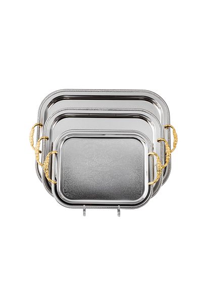 Dania 3-piece metal tray set in different sizes with high-quality metal