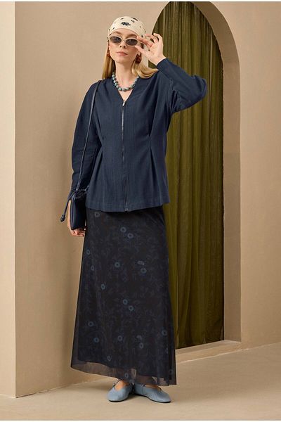 HEQA Cotton Linen Jacket Midnight Blue