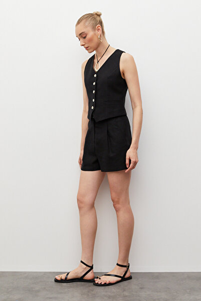 urban focus Linen Shorts with Elastic Waist