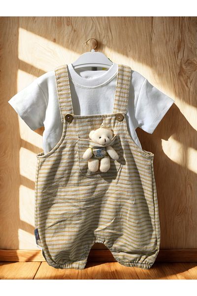 Kity Mity Girl Boy Unisex Salopet Suit with Accessories t Shirt Together