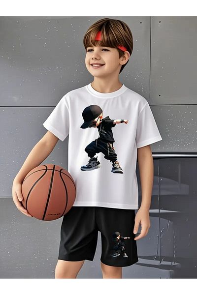 YUNAYT Children's T-Shirt and Pocket Shorts Set