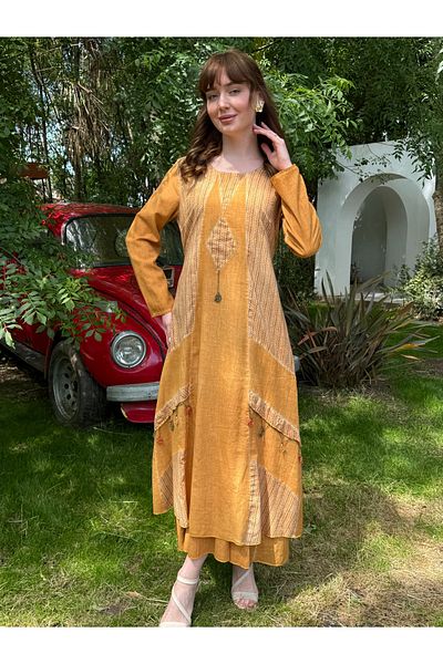 Butik Esra Kandemir Summer Cotton Washed Fabric Lined Embroidered Authentic Tessture Dress