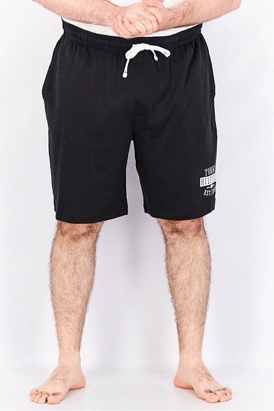 Tommy Hilfiger Men Drawstring Graphic Print Sleepwear Shorts, Black