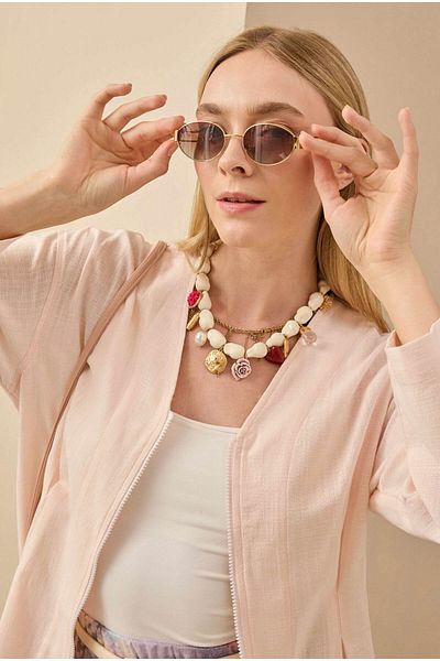 HEQA Cotton Linen Jacket Soft Pink