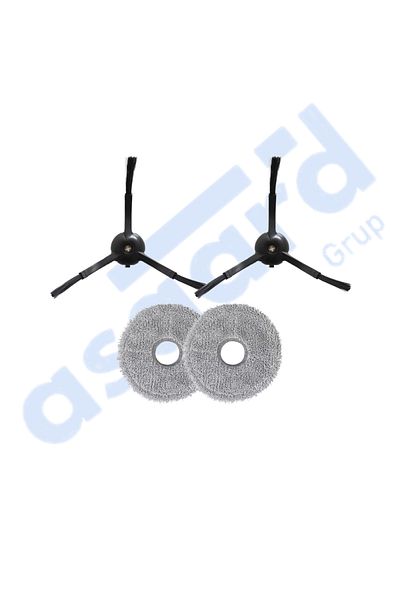 Asgard Grup Roborock Q Revo Pro-S-Maxv Compatible 2 Side Brushes 2 Mops