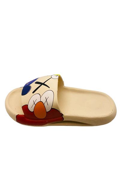 CRACOS Comfortable beach or pool slippers, grafitti pattern, beige, size 40-41, 25 centimeters