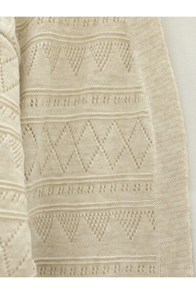 Modamorfo Mixed Patterned Openwork Knitwear Cardigan - Stone