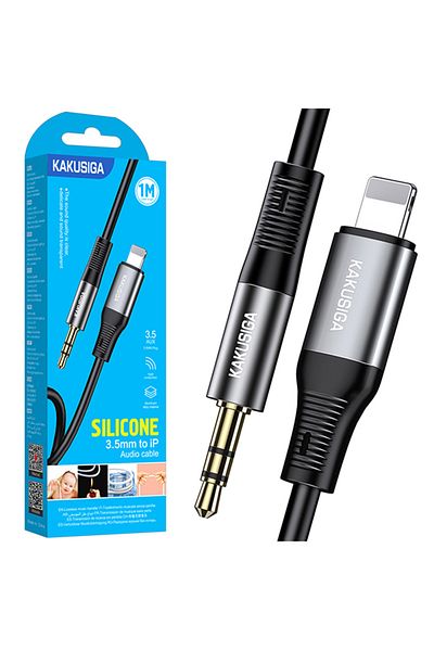 REDz Accessories Cablu audio KSC-891, de la Lightning la mufă de 3,5 mm, lungime 1 m, silicon, negru