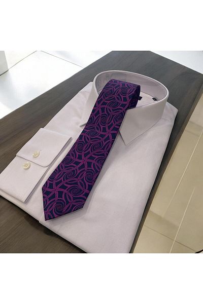 Sarar Patterned Navy Blue Fuchsia Tie