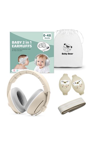 WePro Store 2-in-1 Baby Ear Muffs 3–48M – Noise Protection, Soft & Classic Elastic Headbands