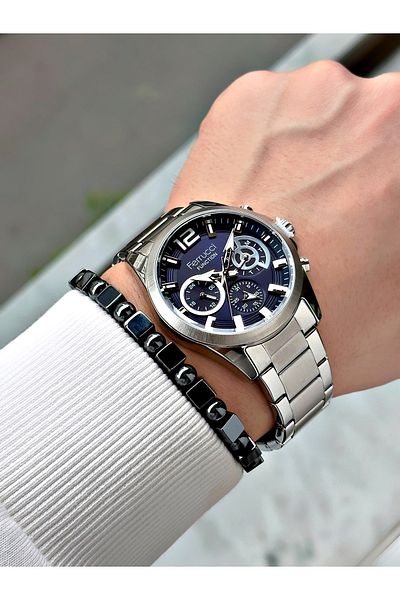 Ferrucci Ferrucci̇ Dark Blue Dial Function Silver Metal Men