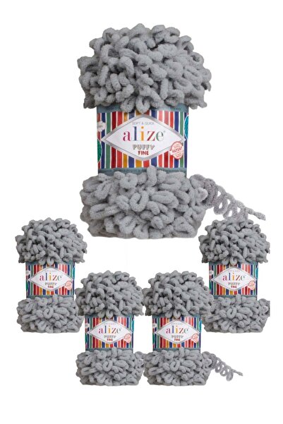 Alize Puffy 5 قطع من خيوط الصوف الناعمة المنتفخة التركية الأصلية ذات الحلقات ...