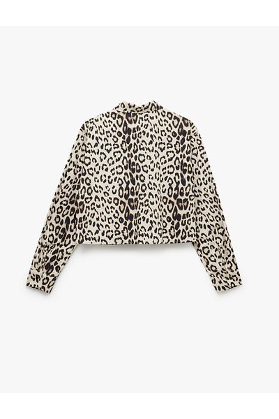 Koton Leopard Patterned Long Sleeve Pocket Detailed Shirt