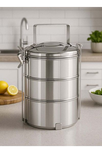 ALMUFARREJ 3-Tier Stainless Steel Food Container and Lunch Box