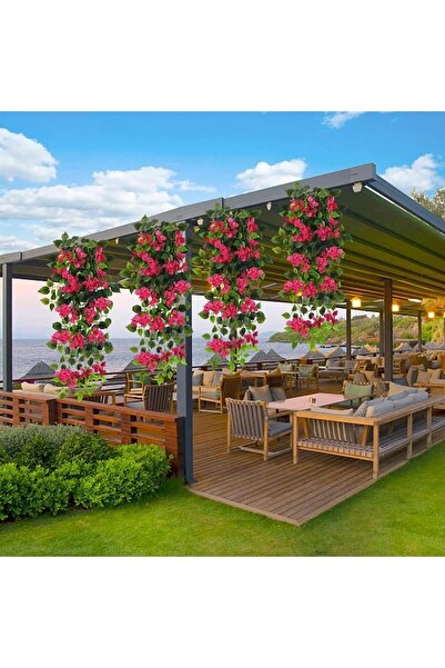 yapay çiçek evi 1 Adet Yapay Çiçek Fuşya Begonvil Çiçeği 9 Dallı 100cm Sarkan Çiçek Balkon Duvar Dıs Mekan