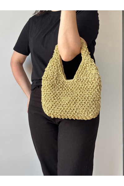 MSM M'sm Kadın Hasır Çanta, Örme Çanta, Hediye Çanta, Kağıt İpten Çanta, Omuz...