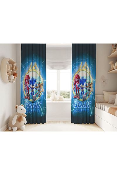 Şen Dekorasyon Sonic Team Children's Fon Curtain