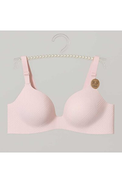 gigigiyim حمالة صدر بدون دعم بنمط خط القطع بالليزر مقاس B باللون الوردي