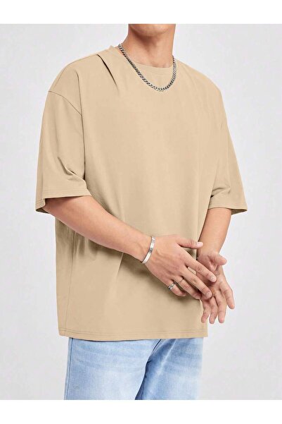 MODAVİBE Tricou simplu de bază – Decolteu tip crew neck, Bumbac poliester, Țe...