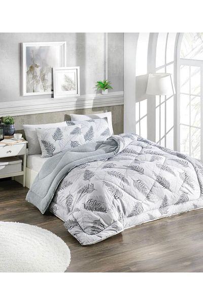 Eyüpoğlu Double Gray 57 Thread Luxury Double Sided Welsoft Cotton Silicone Quilt 195X215