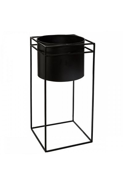 EH Excellent Houseware Set de 2 suporturi pentru flori Duch Negru, oțel, 16x16xH25 cm, 18x18xH39.7cm