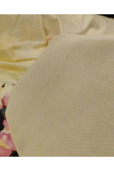 Kumaş Parça Țesătură din bumbac moale cu flori roz peste galben (lățime 140 c...