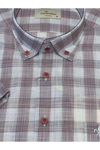 Daniel Bessi Classic Cut 100% Cotton Short Sleeve Men's Shirt with Pockets