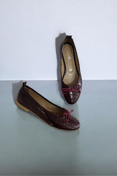 Fitbas 111803 625 Kadın Bordo Matt Deri Büyük & Küçük Numara Babet