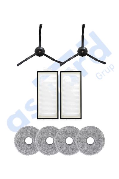 Asgard Grup Roborock Q Revo Pro-S-Maxv Compatible 2 Side Brushes 2 Filters 4 Mops