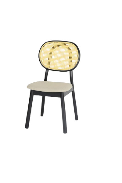 rexa Nordic Solid Wood Rattan Back Cane Dining Chair Comfortable