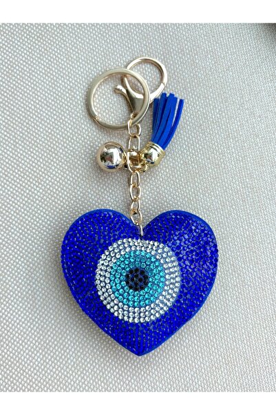 Azrua Breloc metalic cu piatră în formă de ochi, cu piatră în formă de inimă,...