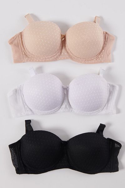 CHC Chocho Women's Unpadded Strapless Wire Gatherer 3-Piece Bra Set