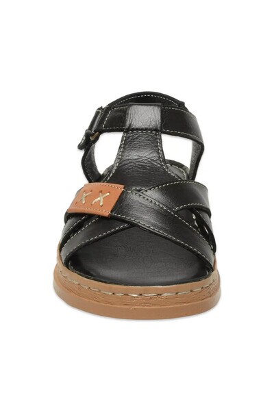 Mammamia D25Ys-2440 Women's Genuine Leather Comfort Sandals Black