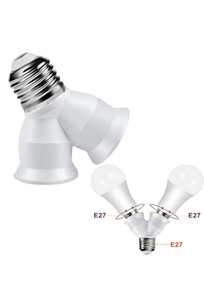 Derwell E 27 2'li Duy - Duy Çoklayıcı - Duy Çoğaltıcı - 1 In 2 E 27 Duy Lamba...