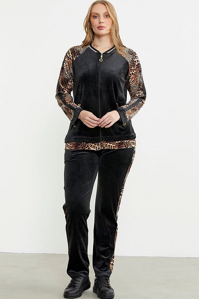 Sementa Σετ αθλητική φόρμα Leopard Combination Velvet - Μαύρο