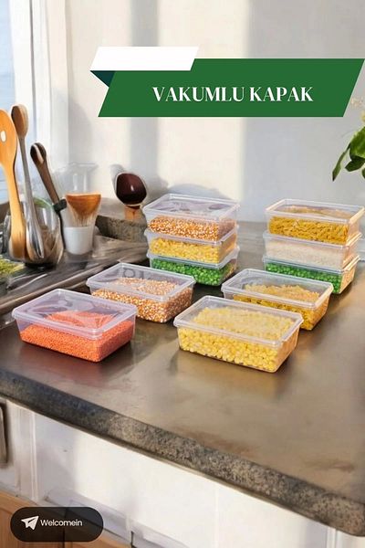 Emperium 5 Pieces 1 Liter Storage Container Organizer Suitable for Deep Freezer with Self-Lid (1000 ml)