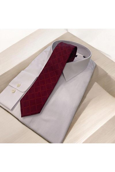 Sarar Plaid Patterned Burgundy Tie